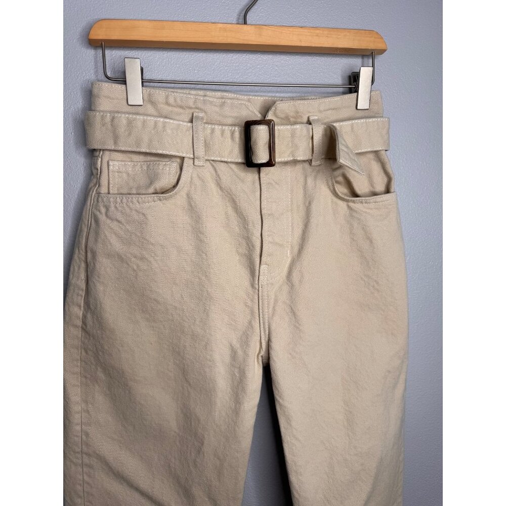Reformation Cynthia Belted High Rise Straight Casual Jeans SZ 27 Beige Cotton - Picture 3 of 9